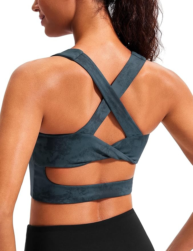 Sports Bras for Women Criss-Cross Back Padded Workout Tank Tops Medium Support Crop Tops for Wome... | Amazon (US)