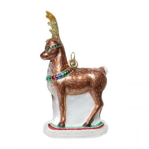 Juliska Country Estate Reindeer Games Dasher the Reindeer Glass Ornament 3"L, 1.25"W, 5.25"H | Gracious Style