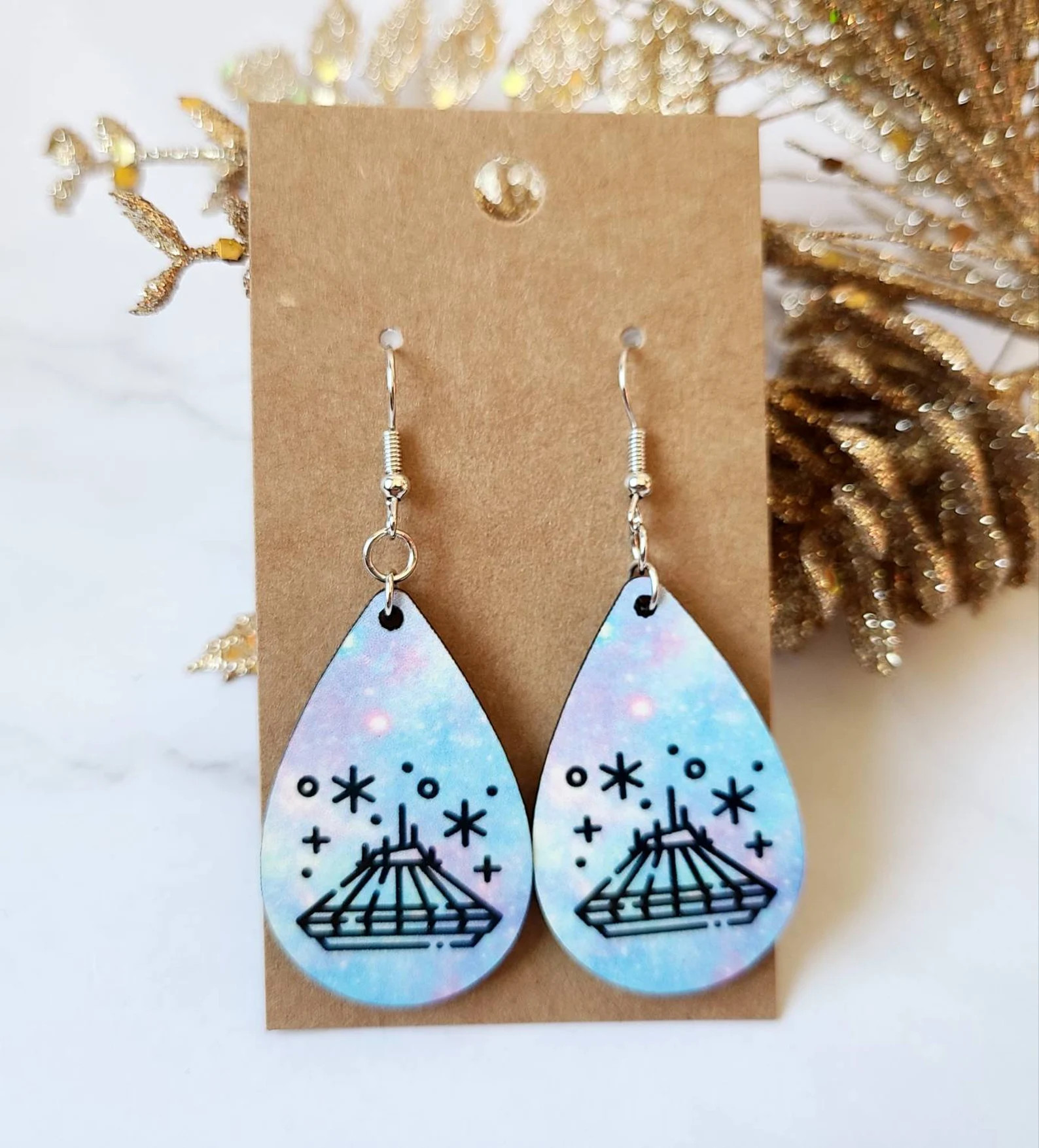 Disney Parks Inspired Earrings / Space Mountain / Tomorrowland / Wood Earrings / Space Earrings /... | Etsy (US)
