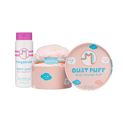 Megababe Sweat Absorbing 2-Piece Bundle - Body Dust Powder 6 oz & Dust Puff | Sweat-Absorbing, Talc-Free | Amazon (US)