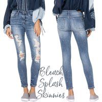 Judy Blue Mid-Rise Bleach Splatter Skinny Jeans | Etsy (US)