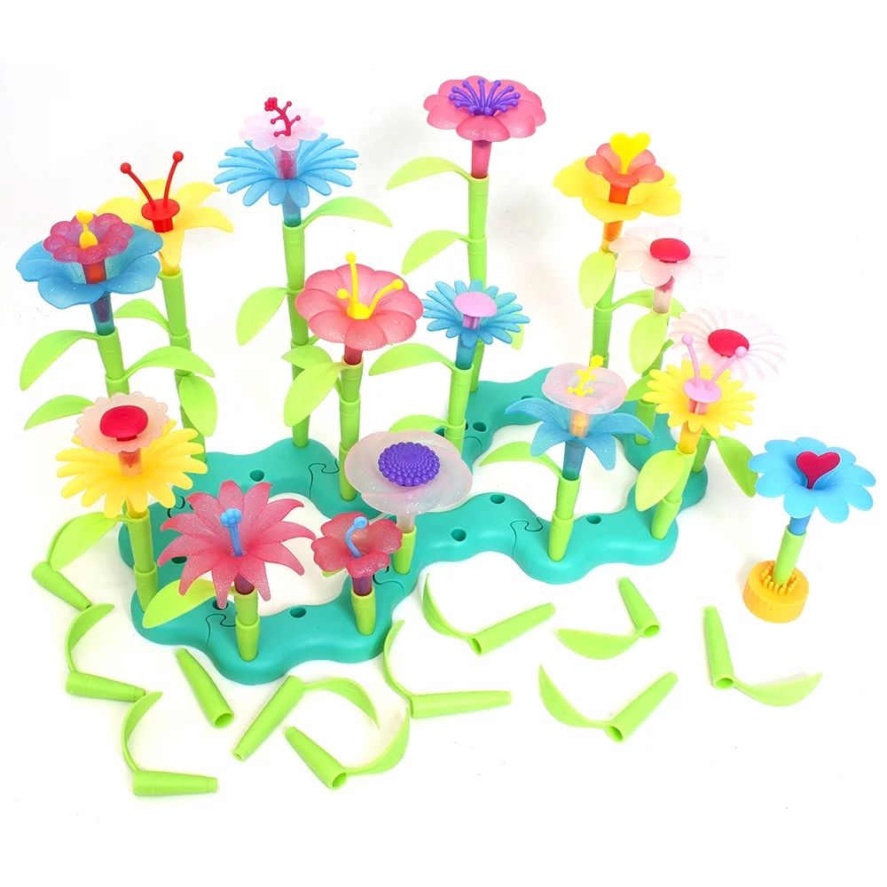 Kid Connection Build Your Own Garden Playset - 169-Piece Creative Floral Toy Set with Convenient ... | Walmart (US)
