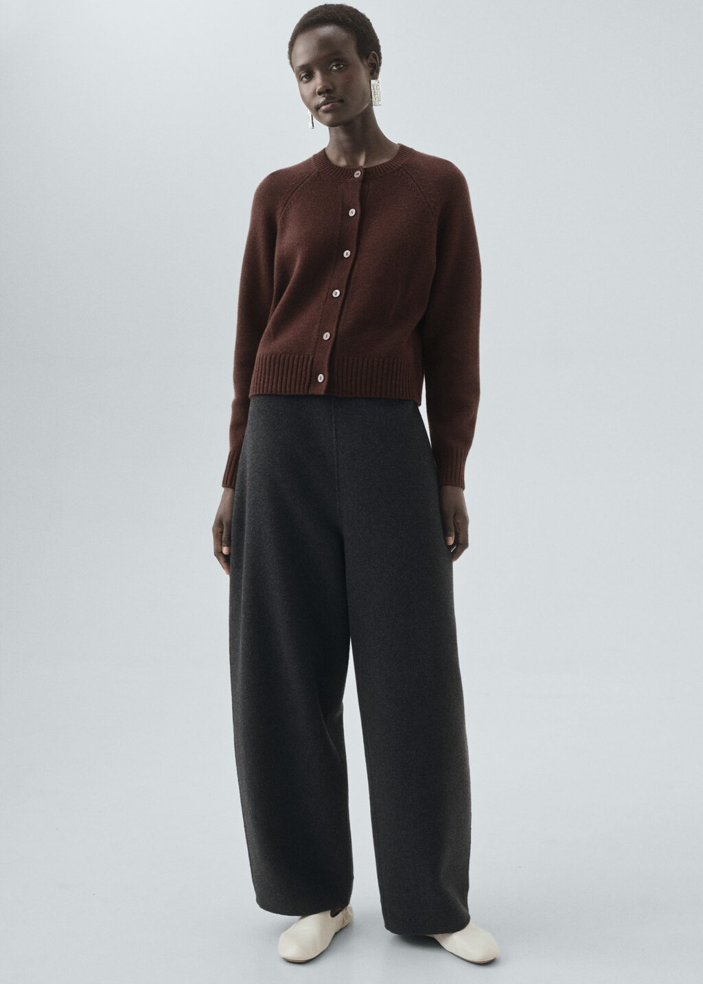 Chunky knit wool-blend cardigan chocolate - Woman - XL - MANGO | Mango (US/MX/AU)