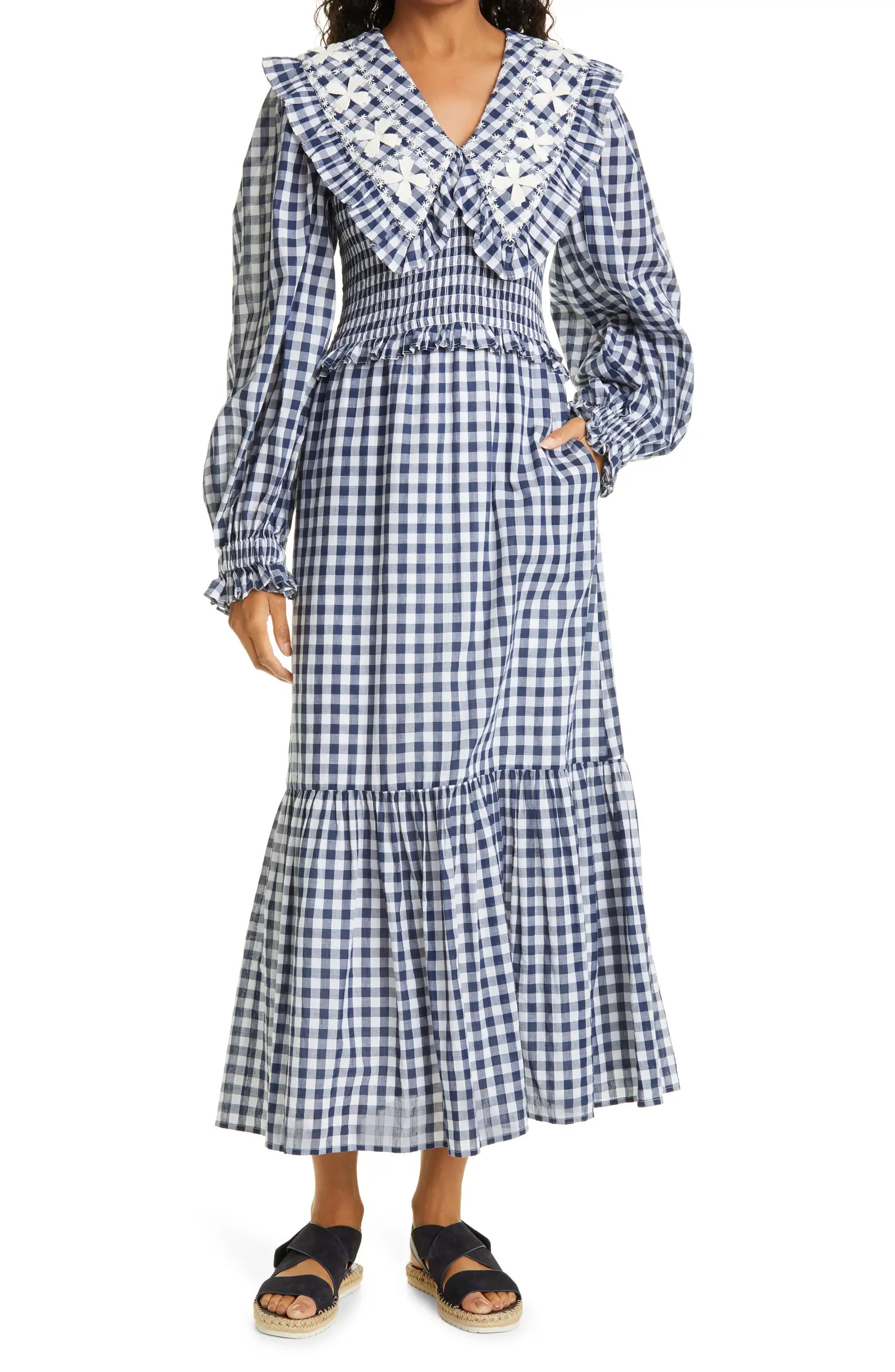 Gina Gingham Smock Long Sleeve Cotton Dress | Nordstrom