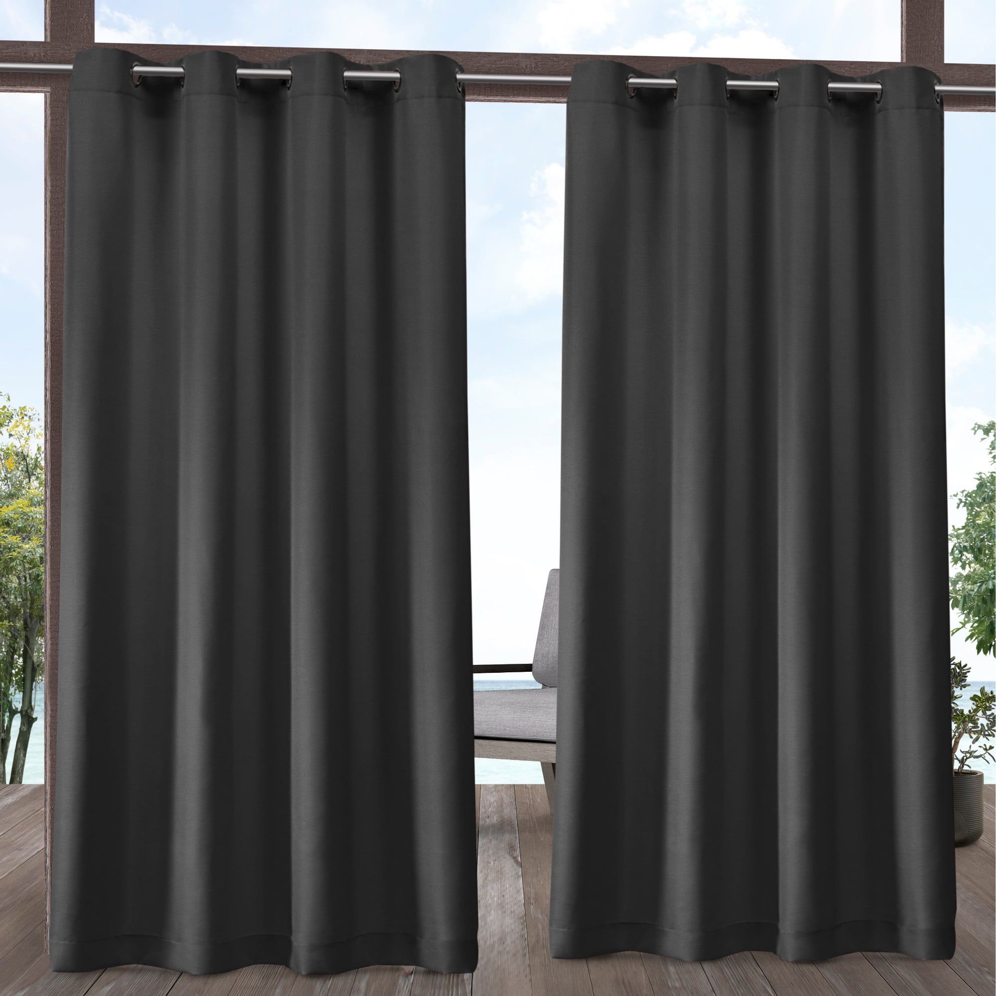 Exclusive Home Curtains 2 Pack Indoor/Outdoor Solid Cabana Grommet Top Curtain Panels | Walmart (US)