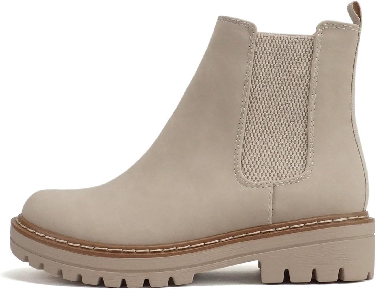 Soda Pilot ~ Women Lug Sole Low Heel Chelsea Fashion Ankle Bootie w/Double Elastic Gore | Amazon (US)