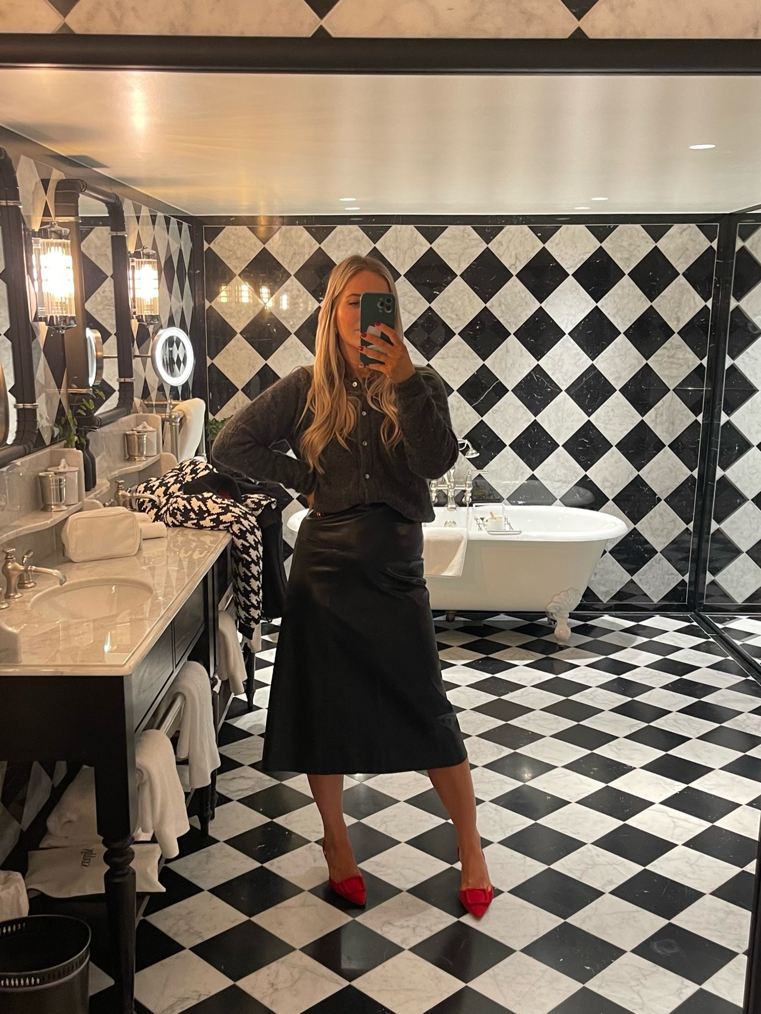 Autumn outfit, Manolo Blahnik, wool cardigan, knit wear, Cefinn leather skirt, red heels, Matches, My Theresa, Selfridges, Net-A-Porter

#LTKstyletip #LTKSeasonal #LTKeurope