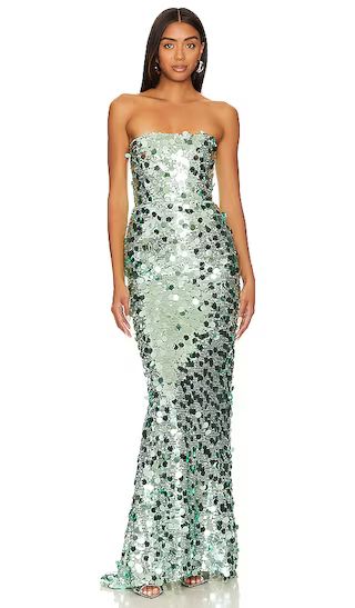 Farah Strapless Gown in Green & Multi | Revolve Clothing (Global)