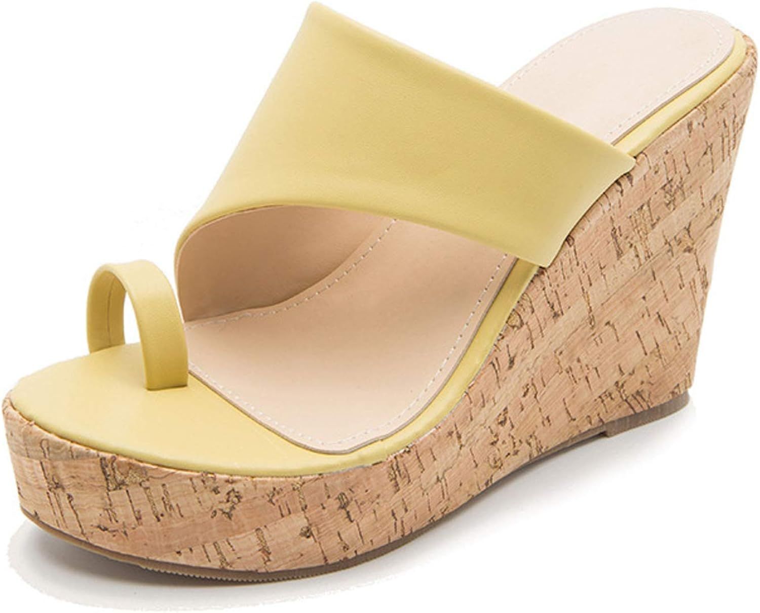 ZBYY Womens Platform Wedge Sandals Ring Toe Slingback High Heel Ankle Summer Dressy Shoes Wedges Bea | Amazon (US)