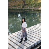 Carrie Pleated Skirt, A-Line Linen Half-Circle Skirt With Ruffle, Womens Midi High Waist Below The Knee | Etsy (US)