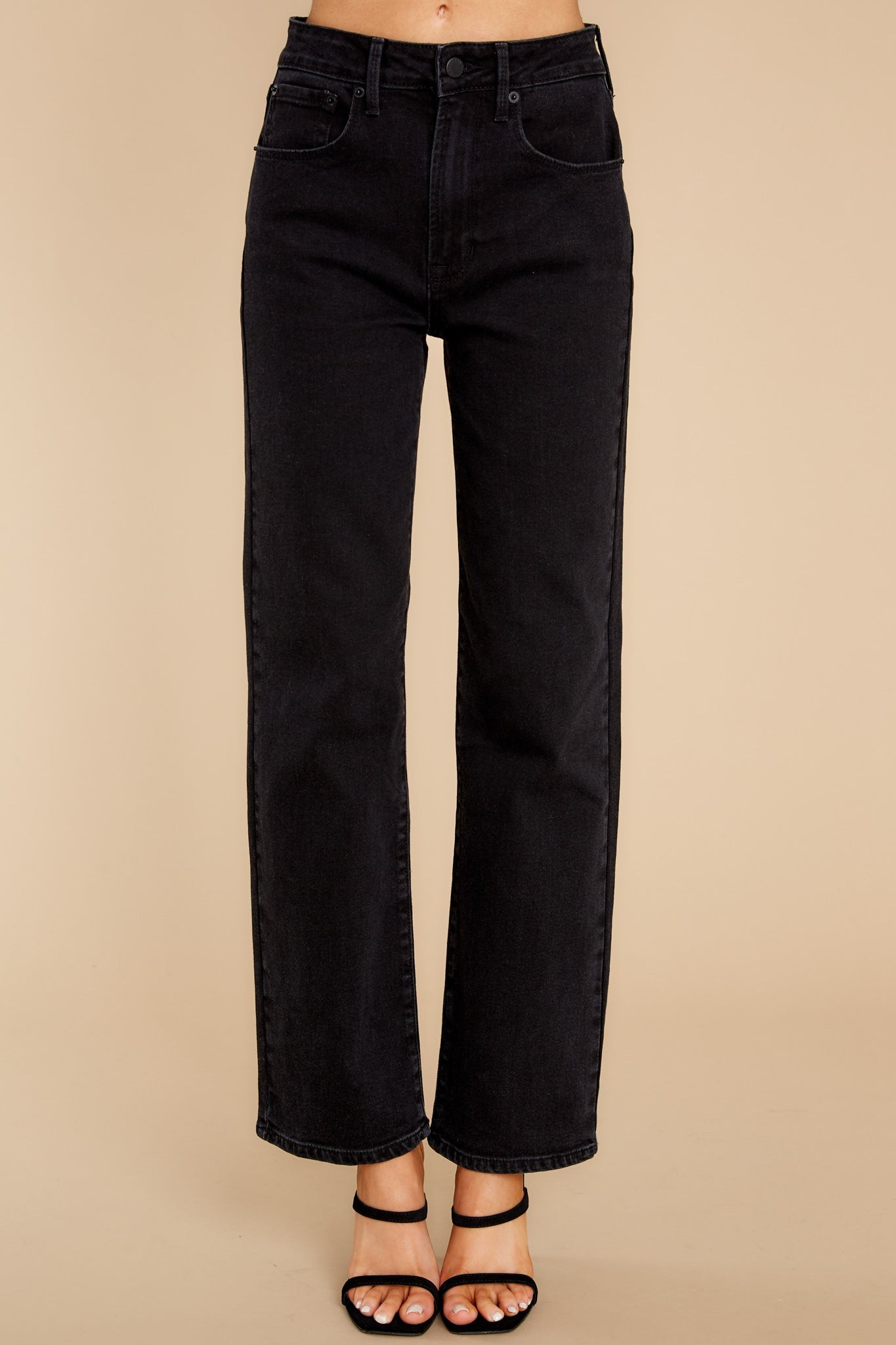 Getting Ahead Black Straight Jeans | Red Dress 