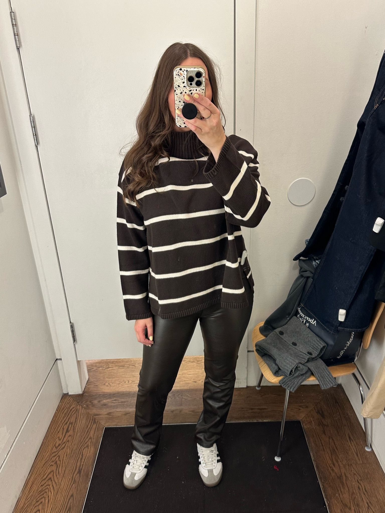Gap in store try on. Bought both items, sweater is a medium and pants are a 28 but bought a 29 #gap 

#LTKMidsize #LTKFindsUnder50 #LTKFindsUnder100