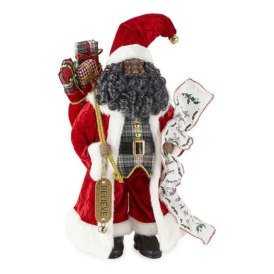North Pole Trading Co. 18" African American List Santa Figurine | JCPenney