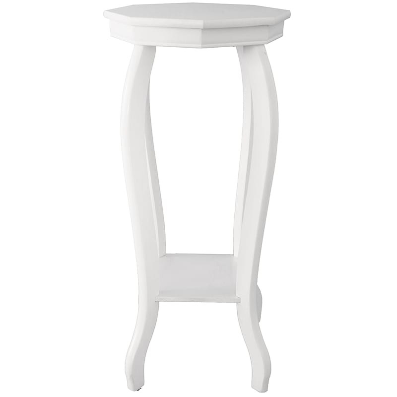 Octagon Wooden Top Plant Stand, White | At Home
