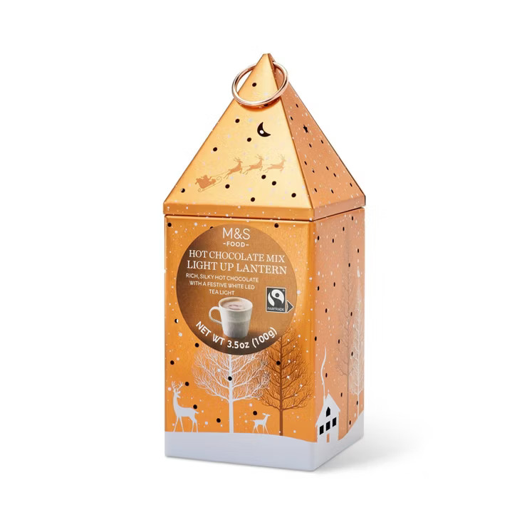 M&S Hot Chocolate Mix Light Up Lantern Tin - 3.5oz - Colors May Vary | Target