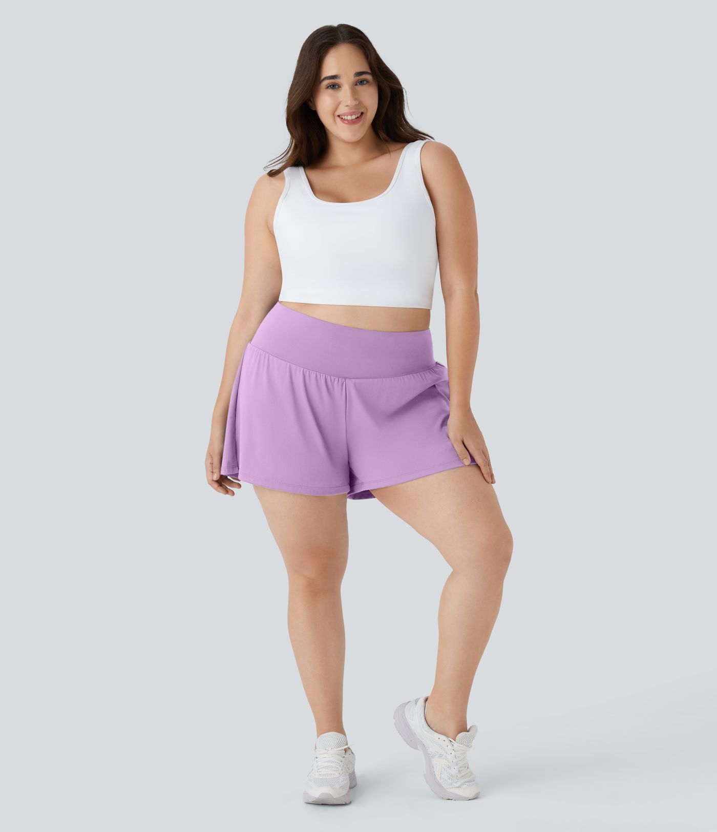 Women\u2019s Super High Waisted Pocket & Pocket 2-in-1 Yoga Plus Size Shorts 4''-Longer Length - ... | HALARA