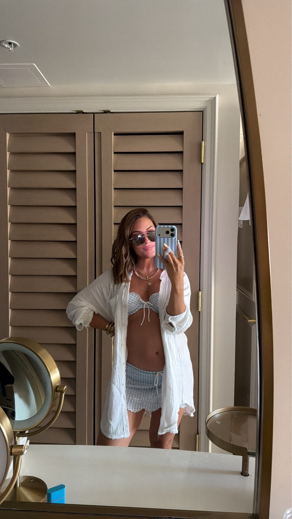 Wearing a small in both the swim top & bottoms- this little swim skirt is so cute! Paired it with a white gauze button down from Aerie. My exact sunglasses are sold out, but linked similar from the brand Oliver Peoples. Currently 23 weeks pregnant, bump friendly beach look! 

Resort wear || vacation looks || beach day || maternity swim || maternity outfits || bump friendly || summer outfits || summer vacation

#LTKootd #LTKSwim #LTKBump