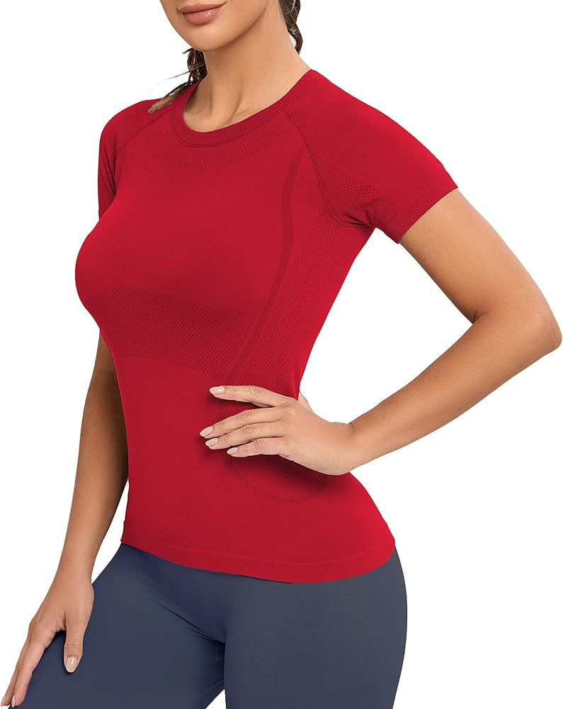 MathCat Seamless Workout Tops for Women, Short Sleeve Compression Athletic Shirts Soft Yoga Gym T... | Amazon (US)