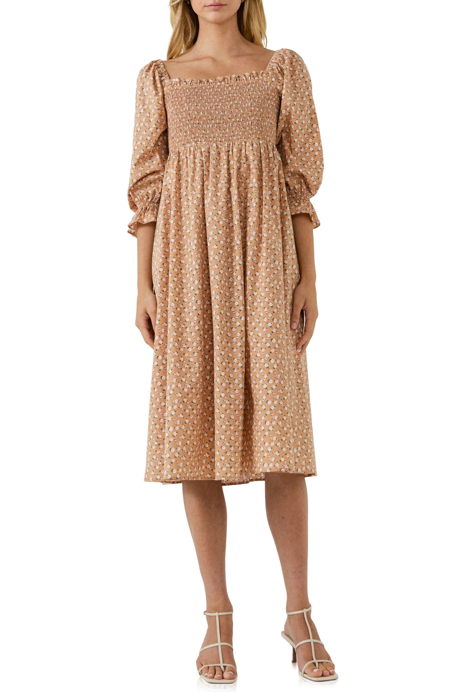 English Factory Floral Smocked Long Sleeve Midi Dress | Nordstrom | Nordstrom