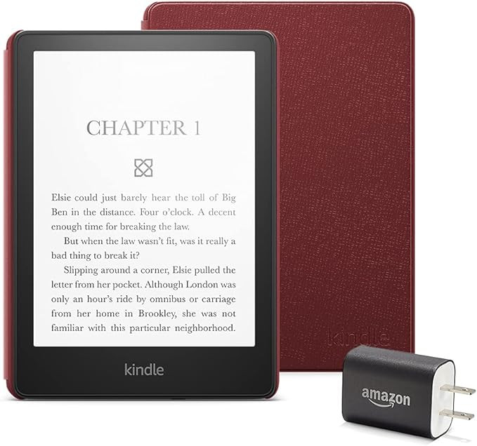 Kindle Paperwhite Essentials Bundle including Kindle Paperwhite (16 GB), Leather Cover - Merlot, ... | Amazon (US)