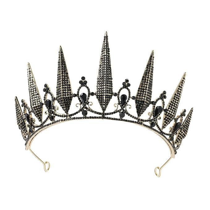 SWEETV Gothic Crown Pageant Tiara for Women, Black Queen Tiaras and Crowns, Witch Costume Party A... | Amazon (US)