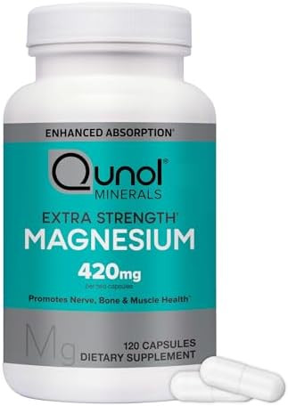 Qunol Magnesium Capsules 420mg, High Absorption Magnesium Supplement, Extra Strength, Bone and Mu... | Amazon (US)