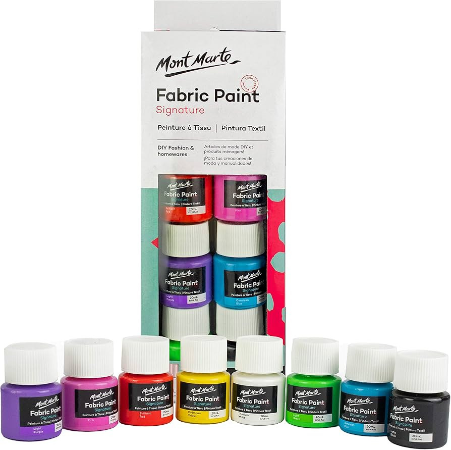 Mont Marte Permanent Fabric Paint Set 8 x 20ml Vivid Colours for Textile, Fabric, T-Shirt, Canvas... | Amazon (US)