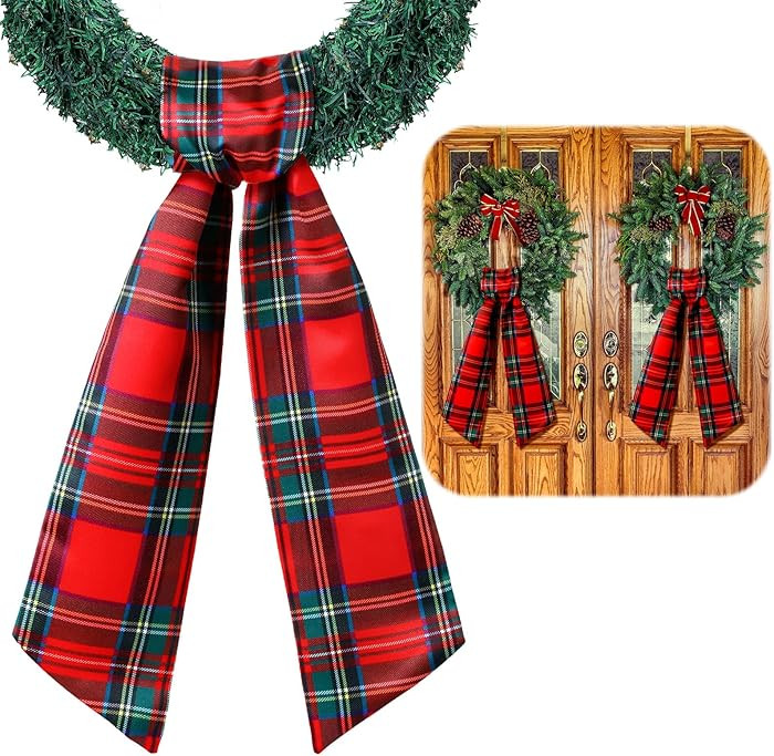 VitalCozy 2 Pcs Wreath Sash for Front Door Wreath Sash Garland Ribbon Accessories for Embroidery ... | Amazon (US)