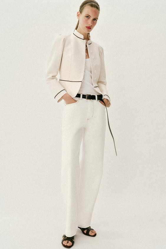 TAILORED CONTRAST PIPING BLAZER | Zara UK