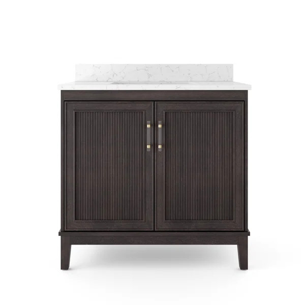 36'' Free Standing Single Bathroom Vanity with Engineered Quartz Top | Wayfair North America