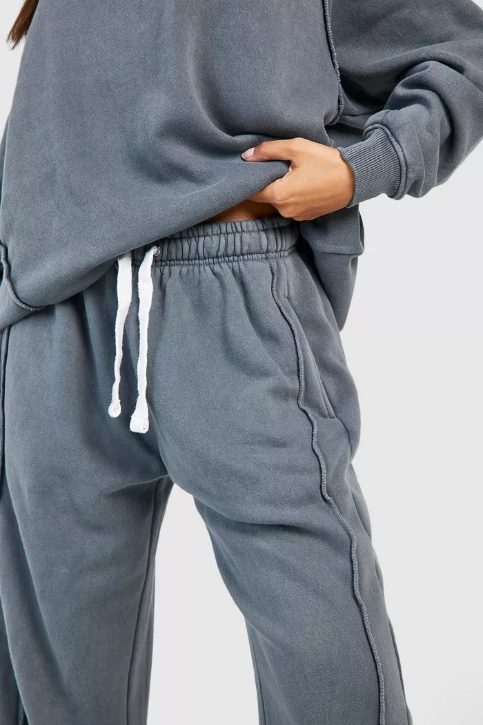 Washed Seam Detail Straight Leg Jogger | boohoo (US & Canada)