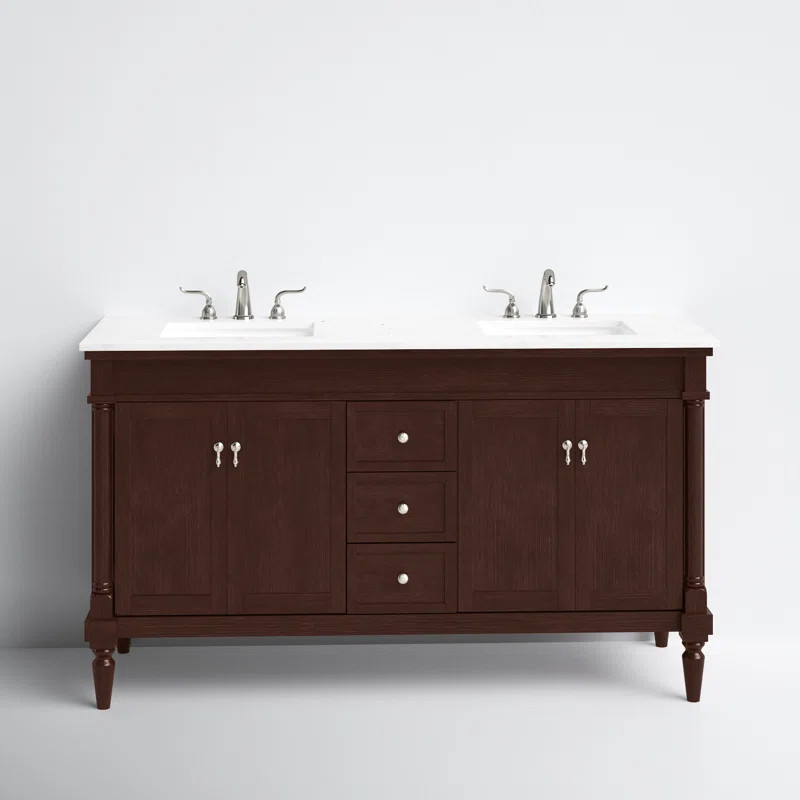 Uriah 60'' Free-standing Double Bathroom Vanity with Marble Vanity Top | Wayfair North America