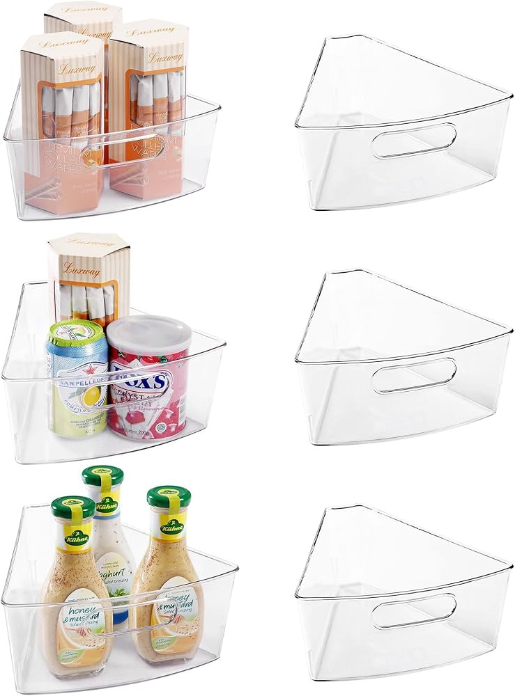 Oubonun Lazy Susan Cabinet Organizer Bins for Kitchen 6 Pack, 1/8 Wedge | Amazon (US)