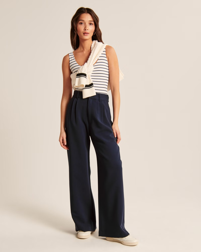 Women's Tailored Wide Leg Pants | Women's Bottoms | Abercrombie.com | Abercrombie & Fitch (US)