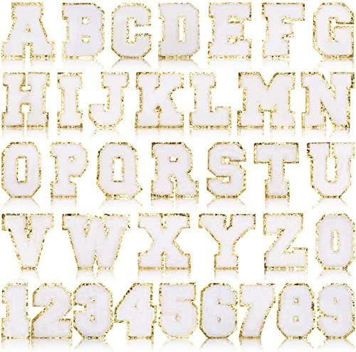 36 Pieces Chenille Letter Number Iron on Patches Sew On Chenille A-Z Number 0-9 Glitters Patches ... | Amazon (US)