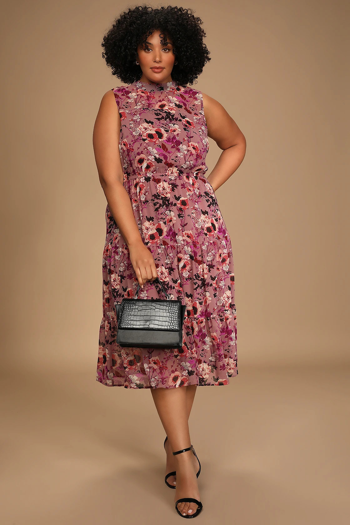 In My Dreams Mauve Floral Print Midi Dress | Lulus (US)