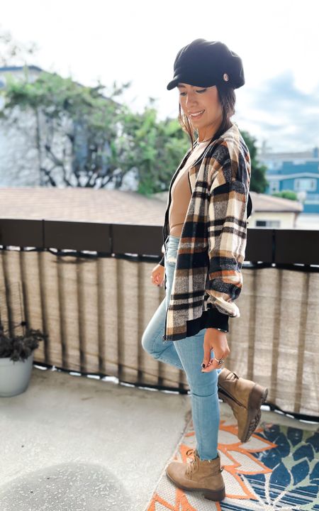 Loving this chic plaid jacket with pockets, paired effortlessly with @express skinny jeans in size 0. Completing the fall vibes with boots and a corduroy hat. As a mom, comfort is key, so keeping it stylish yet comfy. Have a fabulous day! #FashionGoals #FallVibes #MomStyle #thanksgiving #express #amazon #fallfashion #giftguide 
Gift guide for her. Gift for her. Holiday. Under the tree

#LTKstyletip #LTKGiftGuide #LTKSeasonal