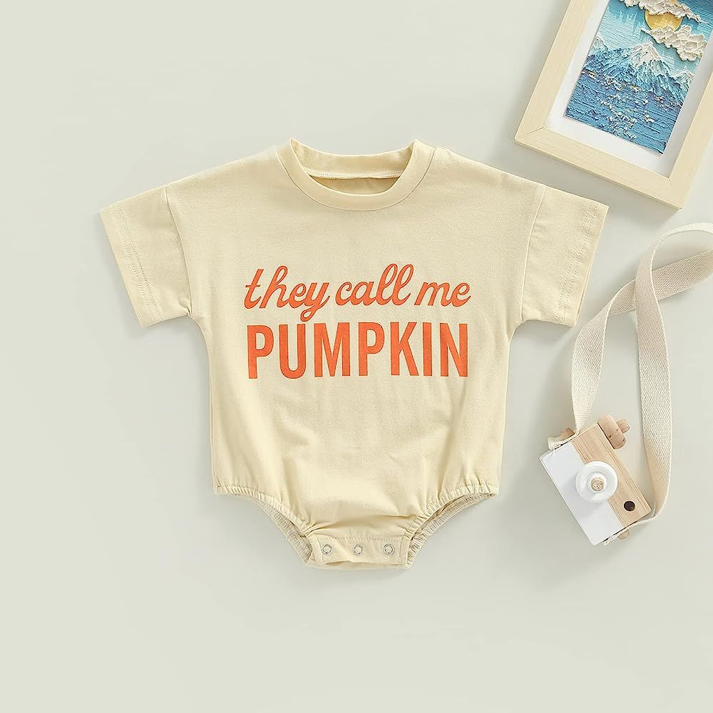 Newborn Baby Boy Girls Halloween Outfit They Call Me Pumpkin Sweatshirt Romper T-Shirt Infant Hal... | Amazon (US)