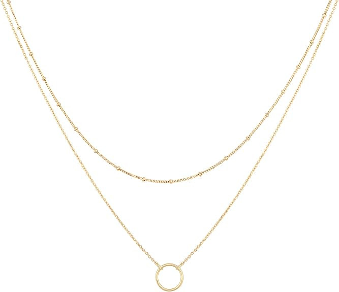 MEVECCO Layered Heart Necklace Pendant Handmade 18k Gold Plated Dainty Gold Choker Arrow Bar Laye... | Amazon (US)