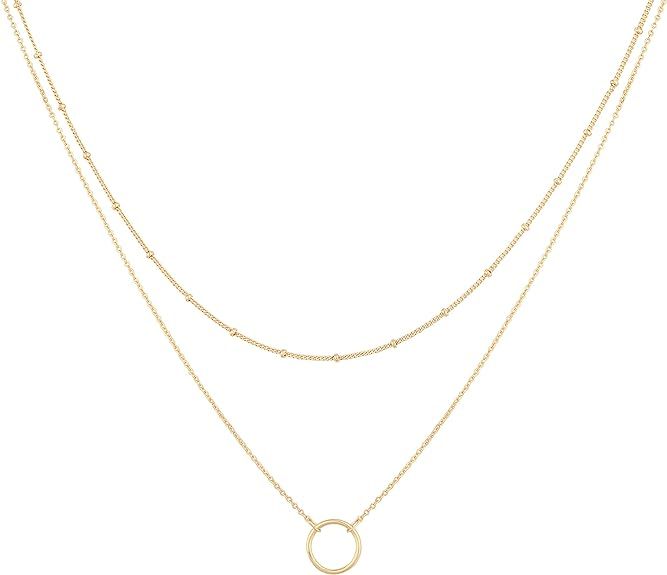 MEVECCO Layered Heart Necklace Pendant Handmade 18k Gold Plated Dainty Gold Choker Arrow Bar Laye... | Amazon (US)