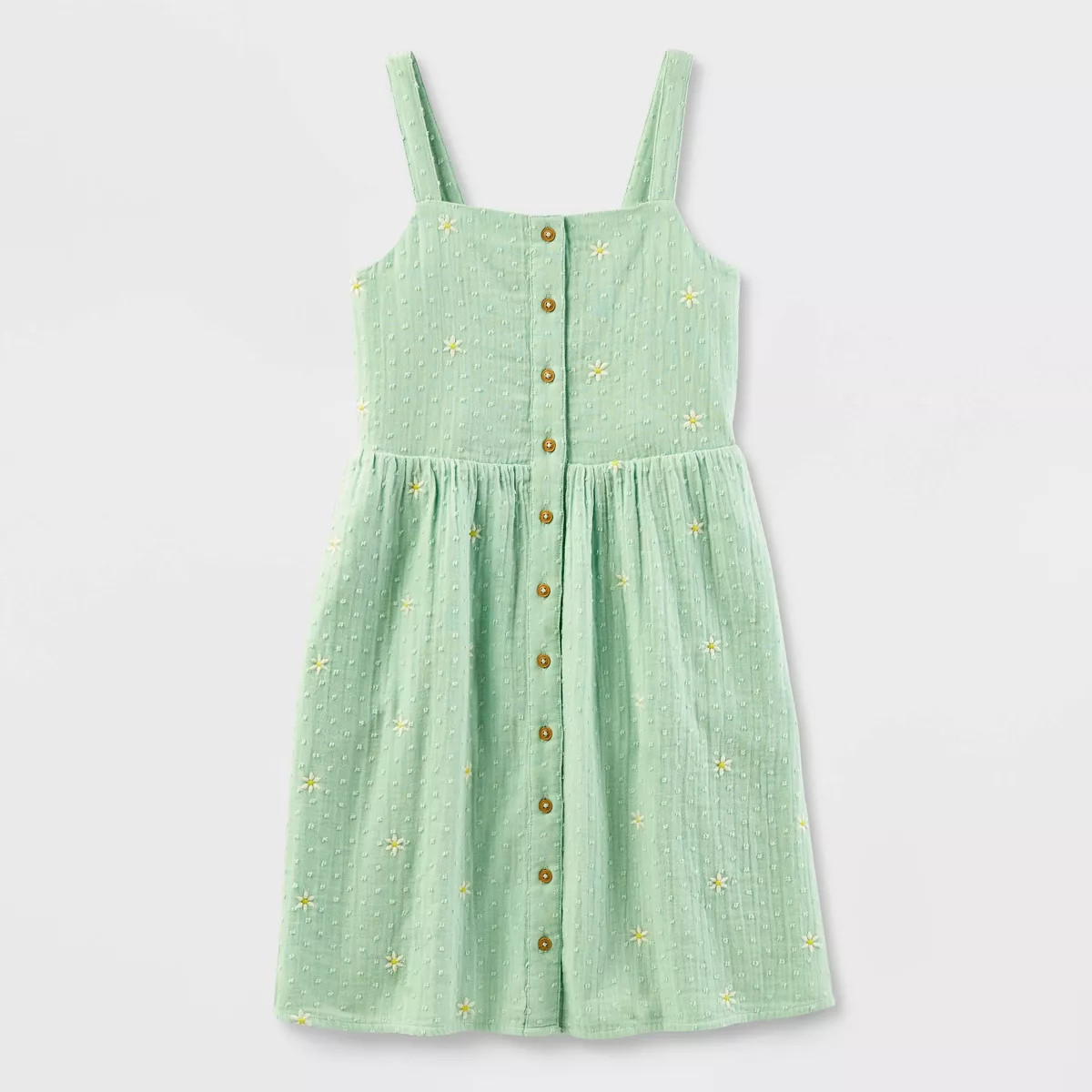 Girls' Adaptive Woven Floral Dress with Abdominal Access - Cat & Jack™ Pale Green | Target