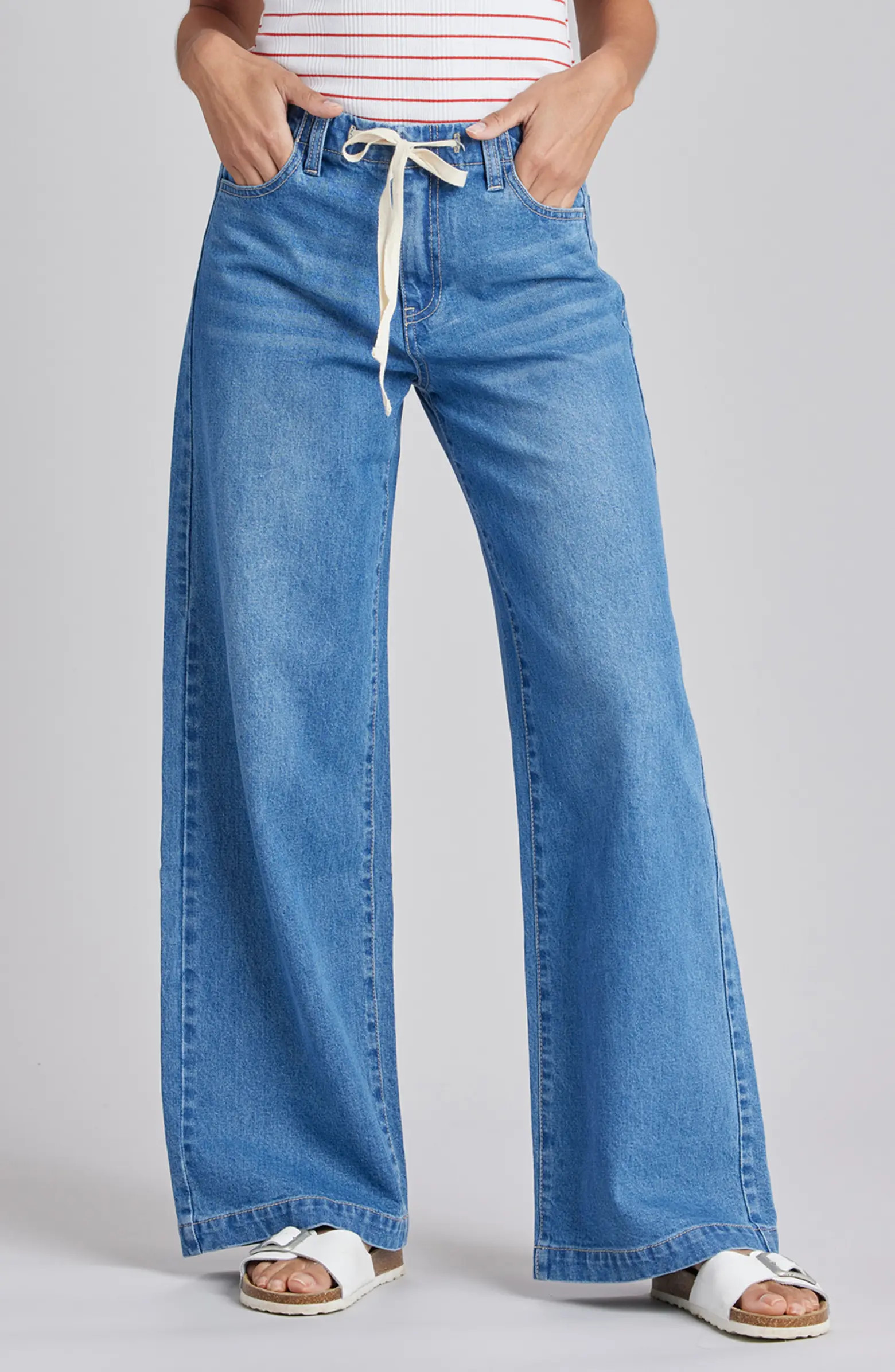 Soleil Tie Waist Wide Leg Jeans | Nordstrom Rack