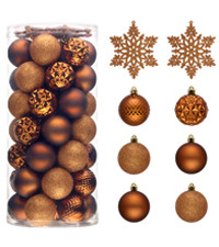 Valery Madelyn Christmas Ornaments Tree Decorations Set, 24ct Bronze Copper Brown Gold Shatterpro... | Amazon (US)