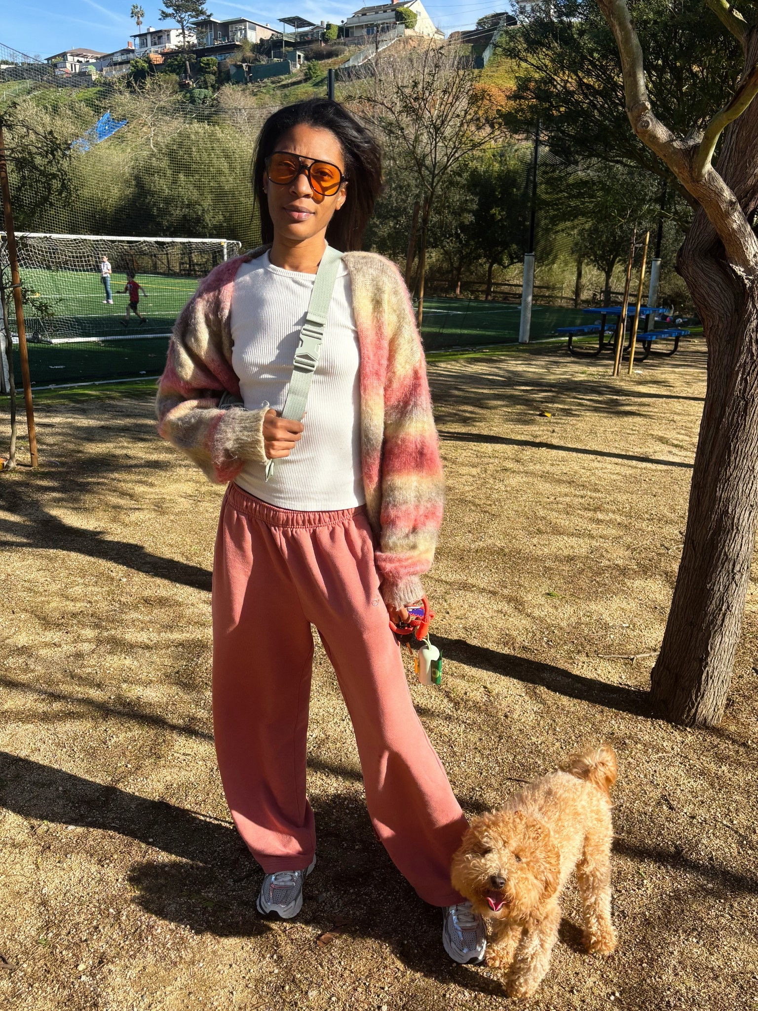 Cozy fit for a day out with my pup 

✨Top- old navy long sleeve
✨Sweater - boohoo men’s size medium 
✨Sweats - alo accolade straight leg pant in small 
✨Shoes - Nike vomero
✨Bag - Nike crossbody sage 
✨Glasses - orange aviators from temu

#LTKPets #LTKStyleTip #LTKSpringSale