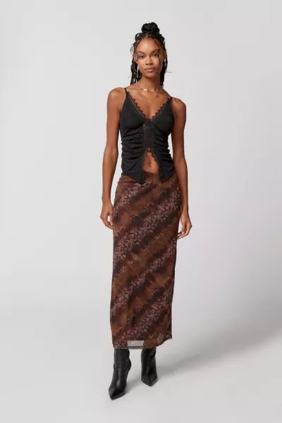 UO Gwen Printed V-Front Midi Skirt | Urban Outfitters (US and RoW)