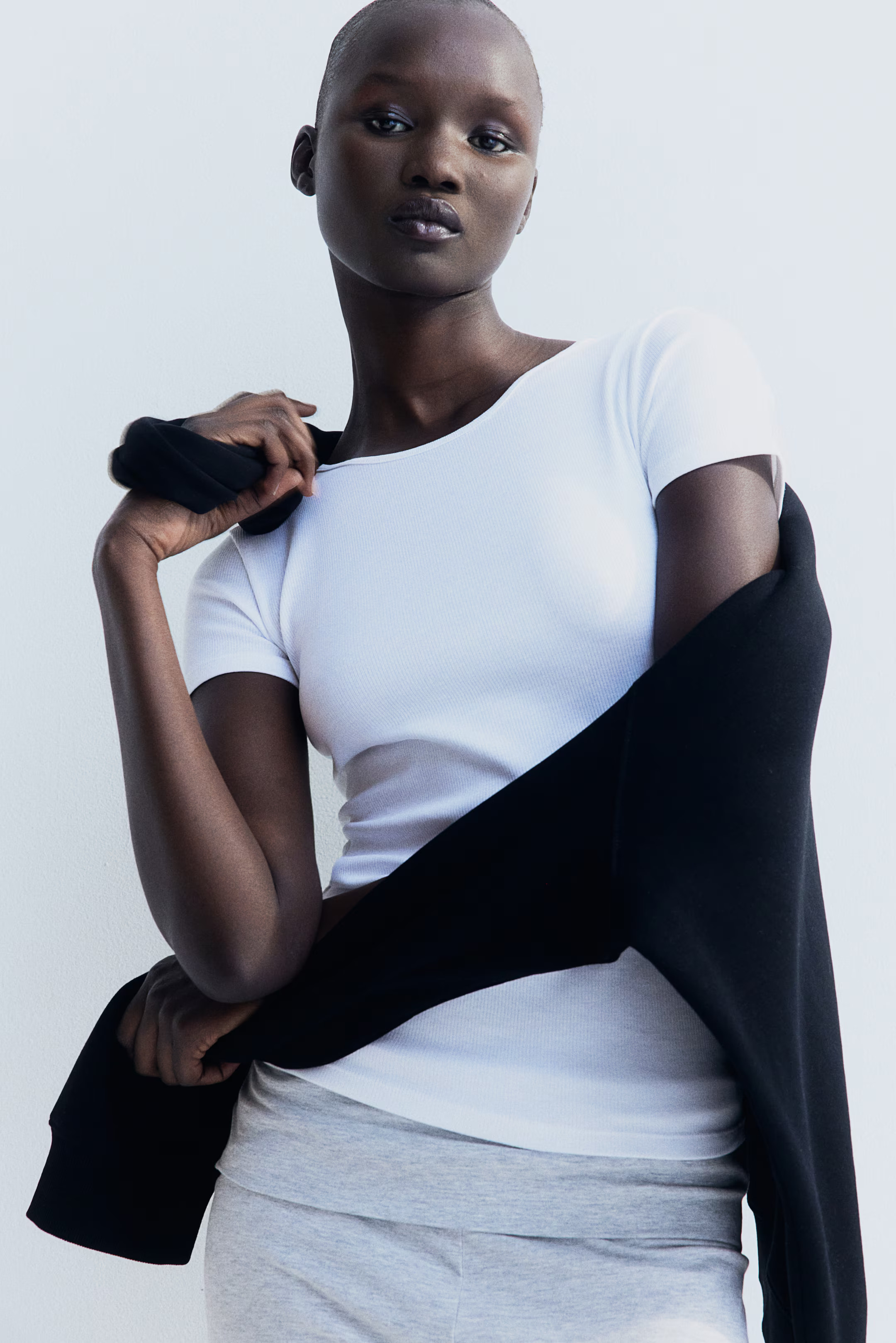 Ribbed T-shirt - White - Ladies | H&M US | H&M (US + CA)