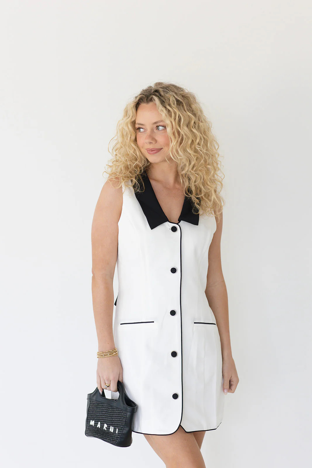 Luna Collar Detail Mini Dress - Ivory | Fancyd Boutiqe