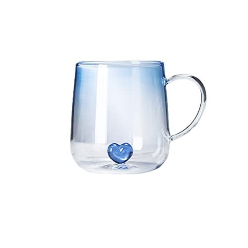 3D Heart Design Drinking Glasses Cup Mug, Blue Gradient Glassware for Coffee Juice Milk Water 17oz / 500ml | Amazon (US)