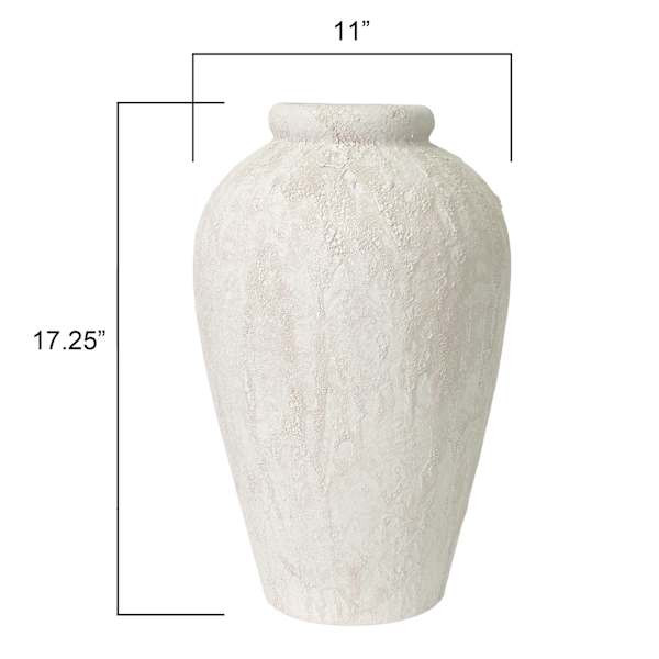 White Ceramic Glazed Textured Vase, 17" | At Home