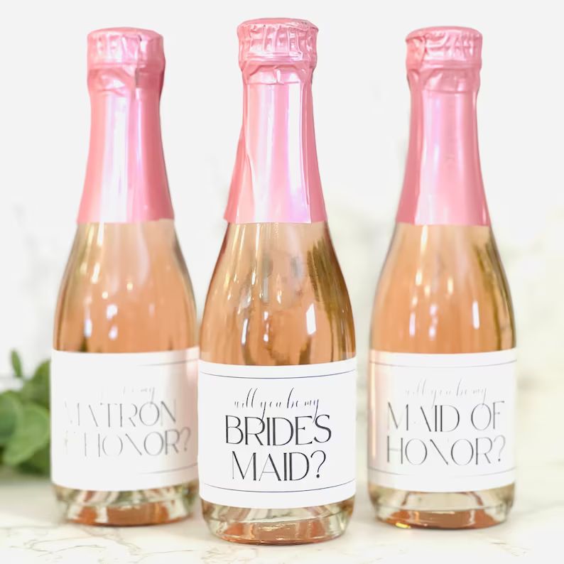 Champagne Bottle Labels Will You Be My Bridesmaid Bridesmaid - Etsy | Etsy (US)